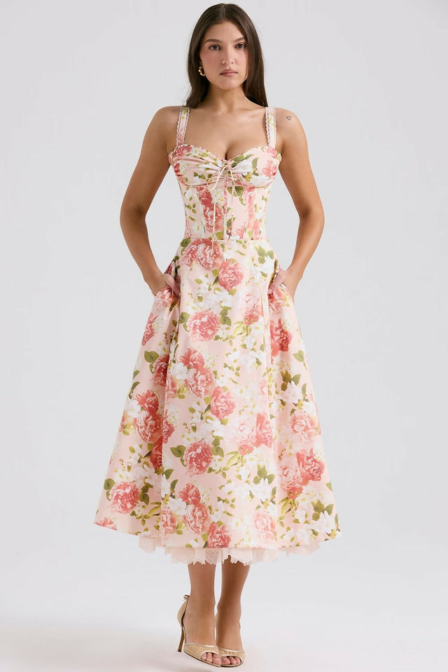 House of CB Rosalee Dress Pink Peony - 8 / Floral - Dresses