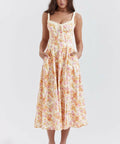 House of CB Sabrina Ivory Print Midi Dress - 8 / Floral - Dresses