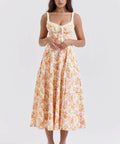 House of CB Sabrina Ivory Print Midi Dress - 8 / Floral - Dresses