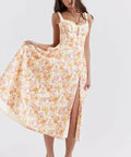 House of CB Sabrina Ivory Print Midi Dress - 8 / Floral - Dresses