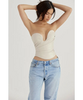 House of CB - Saffira Fog Plunge Vegan Leather Corset - 8 / White - Tops