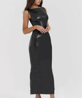 House of CB Sahara Black Vegan Leather Maxi Dress - 8 / Black - Dresses