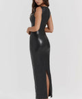House of CB Sahara Black Vegan Leather Maxi Dress - 8 / Black - Dresses