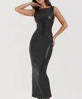 House of CB Sahara Black Vegan Leather Maxi Dress - 8 / Black - Dresses