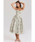 white christmas dresses House of CB Samaria Cotton Midi Dress Sage Floral