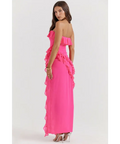 House of CB Sarina Hot Pink Ruffle Maxi Dress - Dresses