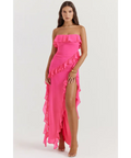 House of CB Sarina Hot Pink Ruffle Maxi Dress - Dresses