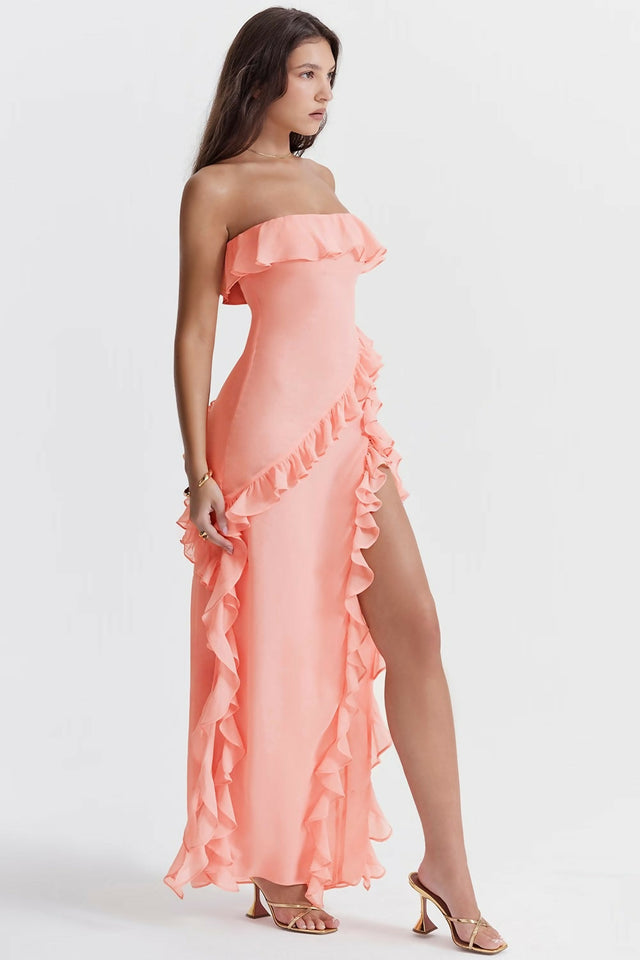 House of CB Sarina Midi Dress - 8 / Apricot - Dresses