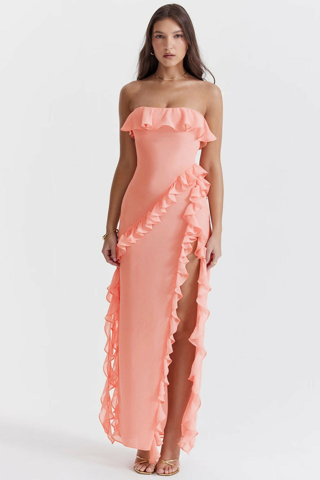 House of CB Sarina Midi Dress - 8 / Apricot - Dresses