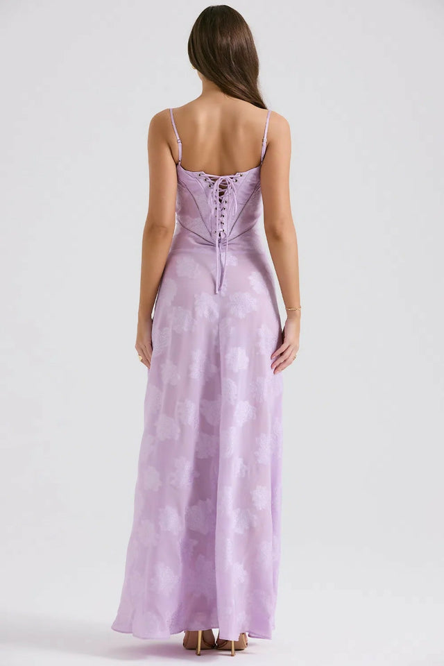 House Of CB Seren Lace Back Maxi Dress Orchid Floral - Dresses