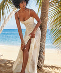 House of CB Seren Vintage Cream Floral Lace Back Maxi Dress - Dresses