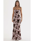 House of CB Serena Pink Devore Maxi Dress - 10 / Multi - Dresses