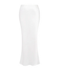 House of CB Sydel White Satin Bias Cut Maxi Skirt - 6 / White - Skirts