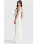 House of CB Sydel White Satin Bias Cut Maxi Skirt - 6 / White - Skirts