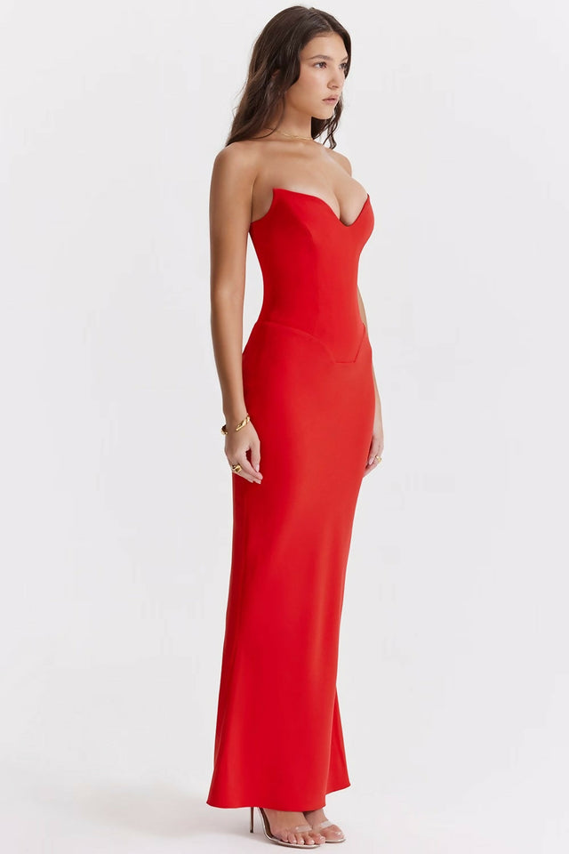 House of CB Tamara Strapless Corset Dress in Cherry Size 8 - 8 / Red - Dresses