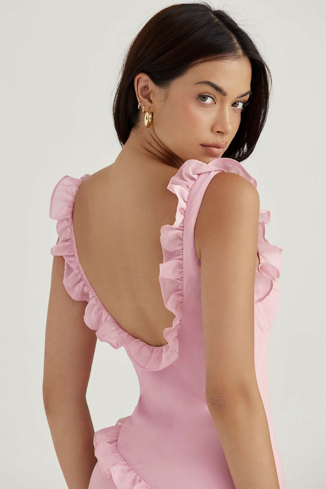 House of CB Tania Ruffle Mini Dress - Pink Quartz - 8 / Pink - Dresses