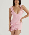 House of CB Tania Ruffle Mini Dress - Pink Quartz - 8 / Pink - Dresses