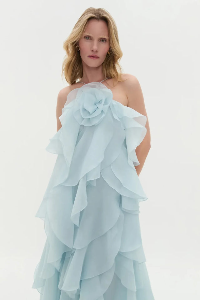AJE Pandorea Layered Maxi Dress - Silver Blue