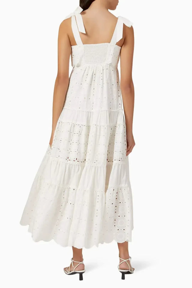 Alemais Evie Panelled Tie Midi Maxi Dress White