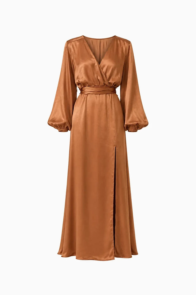 Elliatt Kai Long Sleeve Maxi Dress - Toffee Brown