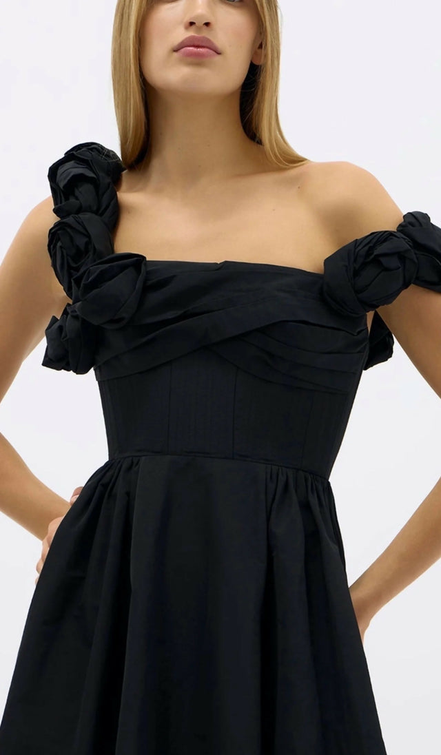 Rachel Gilbert Henley Strap Black Midi Dress