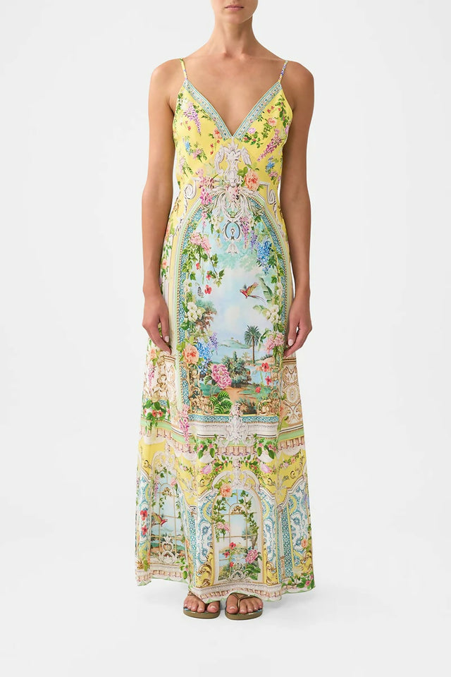 Camilla V Neck Full Length Bias Slip Dress