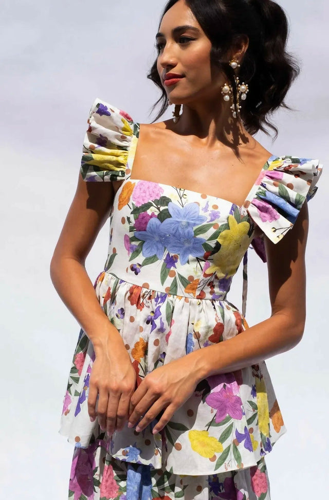 Isabella Longginou Polka Dot Floral Frill Dress Multi Size 12 - 12 / Multi - Dresses