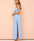 Issy Off Shoulder Flower Maxi Dress In Blue - 12 / Blue - Dresses