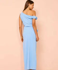 Issy Off Shoulder Flower Maxi Dress In Blue - 12 / Blue - Dresses
