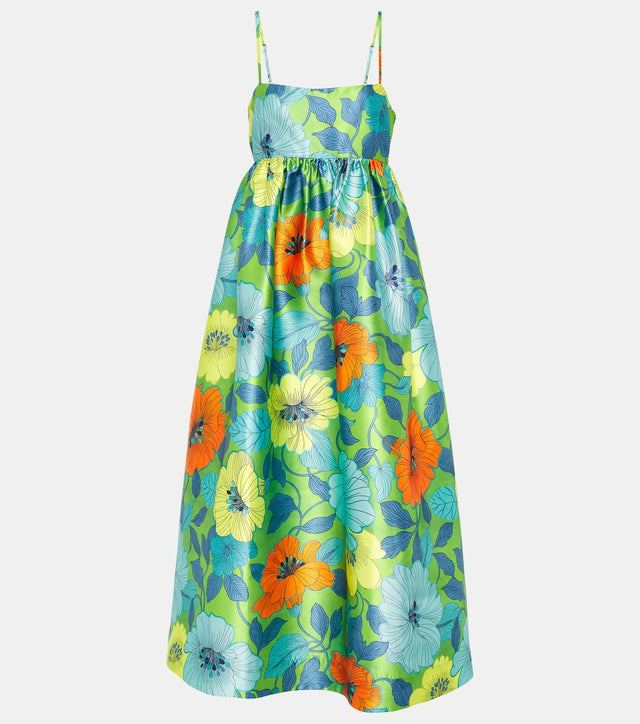 Alemais Calypso Floral Green-Blue Floral Print Midi Dress Size 10