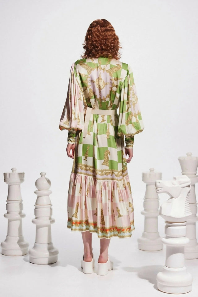 ALEMAIS Checkmate Silk Shirtdress Multi