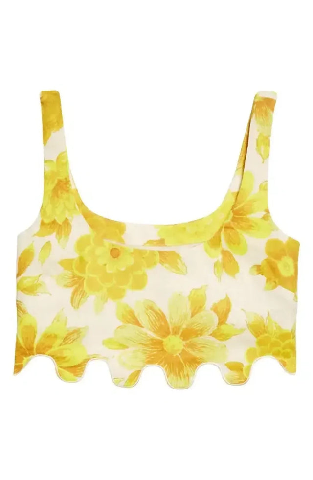 Alemais Sonny Sculpt Crop Top and Shorts Mini Set Floral Lemon