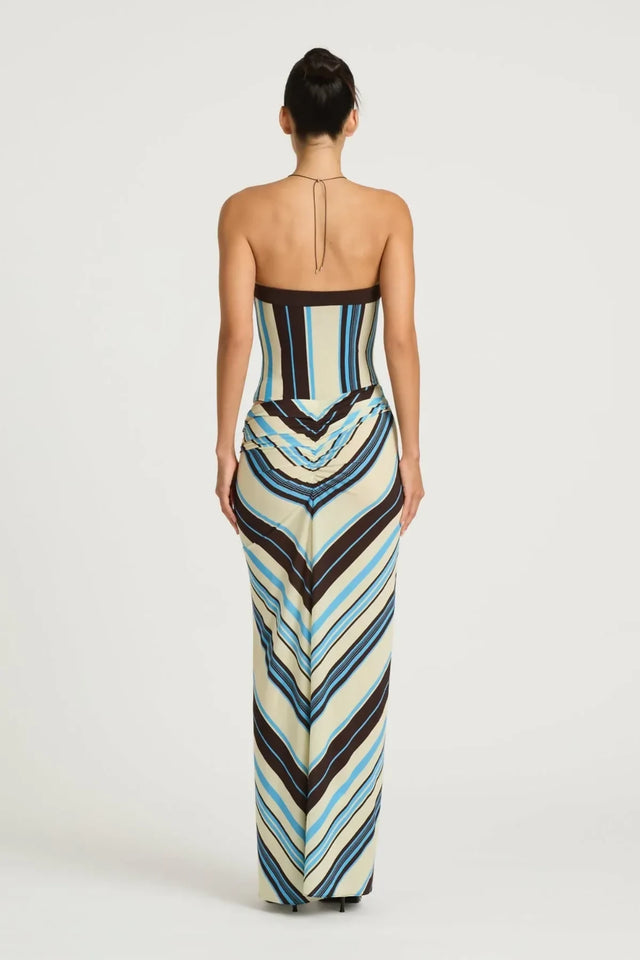 Benni Rumi Strapless Maxi Dress- Ocean Stripe