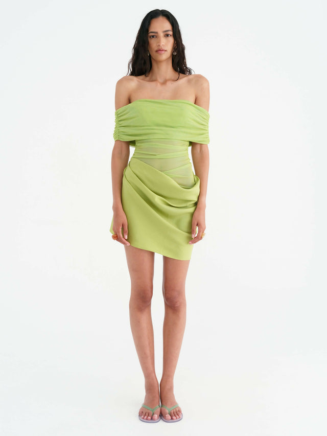 Benni Nico Off Shoulder Mini Dress Apple