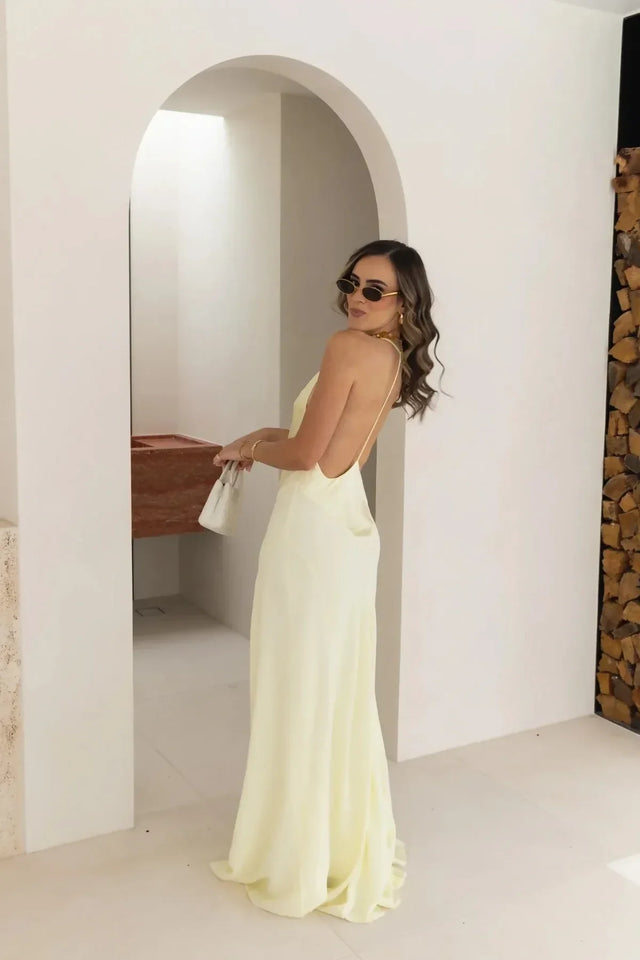 Jaz Hand V-Neck Maxi Dress Butter - 8 / Yellow - Dresses