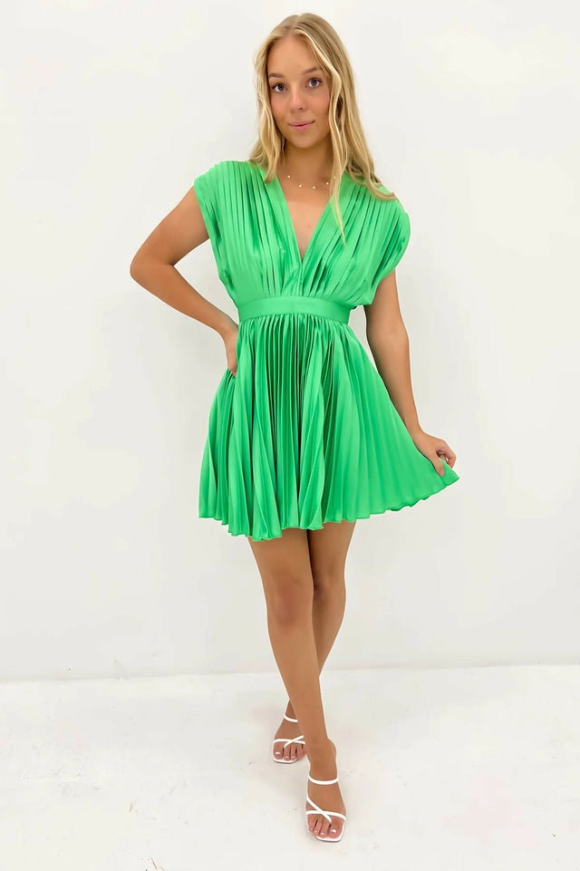 Jean Jail Patrick Mini Dress in Green - Dresses