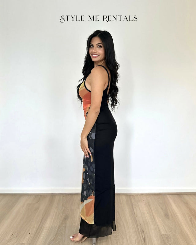 Jefre Sèi Papaya Midi Dress Papaya Print Black Size S - 8 / Print - Dresses