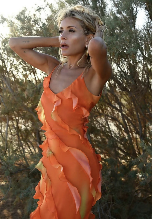 Rat & Boa Rio orange ruffle maxi dress