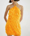 Josephine HJ x NA-KD Feather Mini Orange - 10 / Orange - Dresses