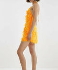 Josephine HJ x NA-KD Feather Mini Orange - 10 / Orange - Dresses