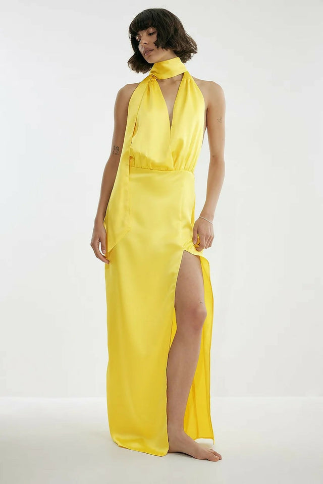 Josephine HJ x NA-KD Scarf Gown Yellow | Passion For Fashion Josephine HJ x NA-KD Scarf Gown Yellow | Passion For Fashion