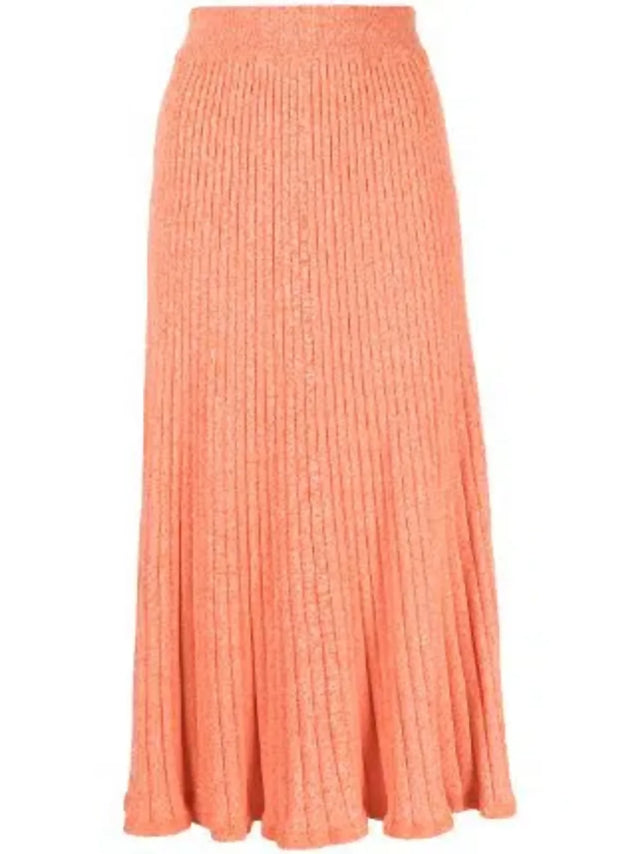 Anna Quan Bebe Top and Felicia Skirt Ribbed Knit Set Orange Zest