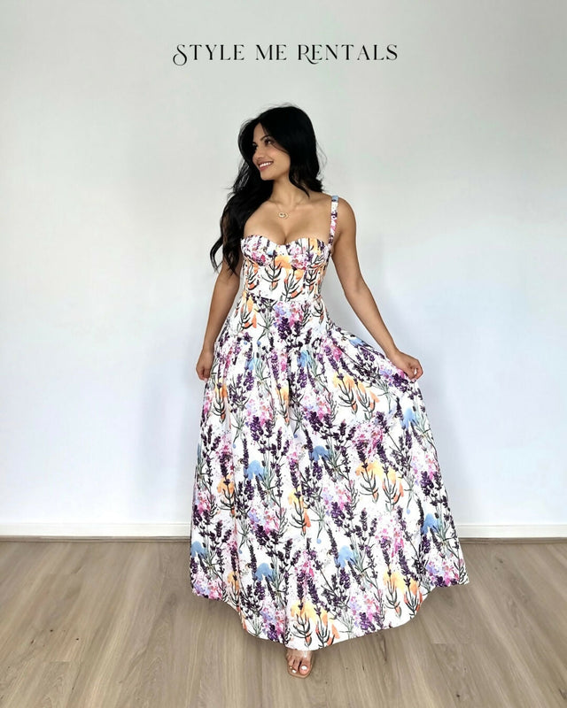 Justin Tong Lavande Maxi Dress Winter Bloom Print Size 8 - 8 / Floral - Dresses