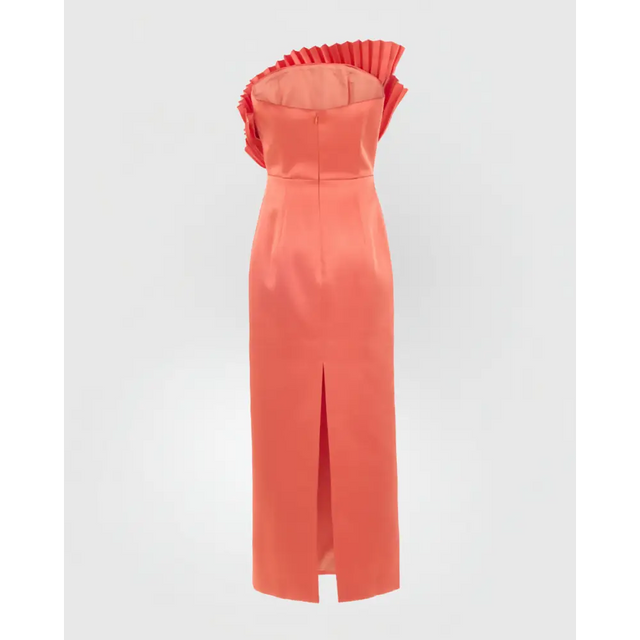 Justin Tong Rory Pleated Gown Dress Orange Size 10 & 12 - Dresses