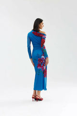 Aston Studio Long-Sleeve Sophie Mesh Dress - Luminous Papaya view 3