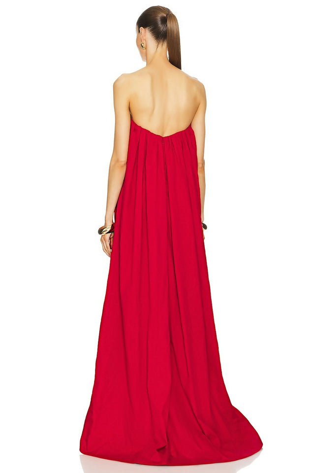 Helsa Studio Crinkle Pleated Gown Very Red