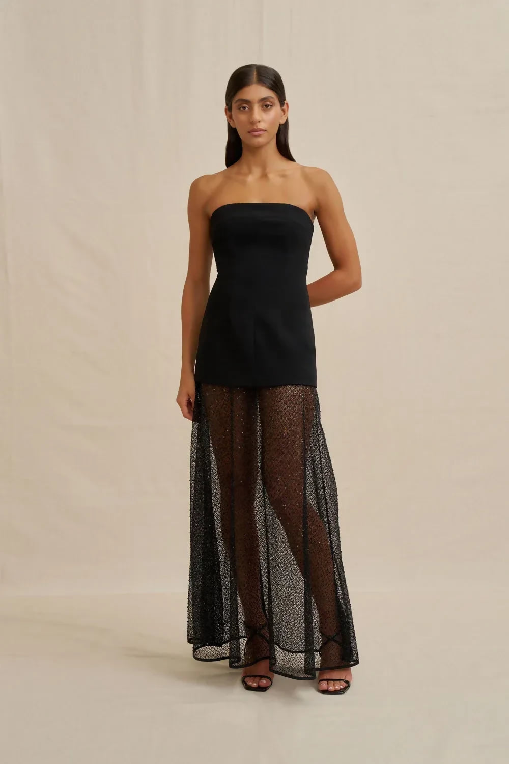 By Johnny Noir Lace Strapless Dress – designer dress hire