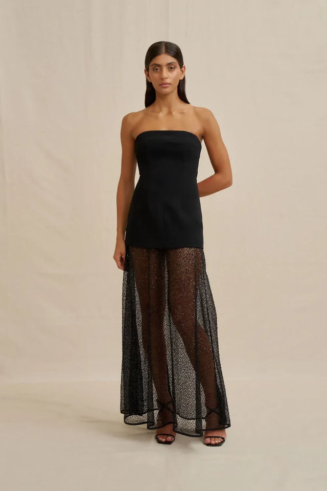 By Johnny Noir Lace Strapless Dress