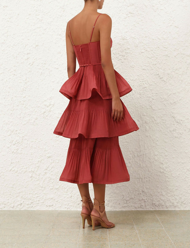 Zimmerman Pleated Tiered Midi Dress