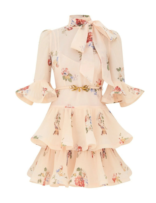 Zimmermann Pleated Sleeved Mini Dress